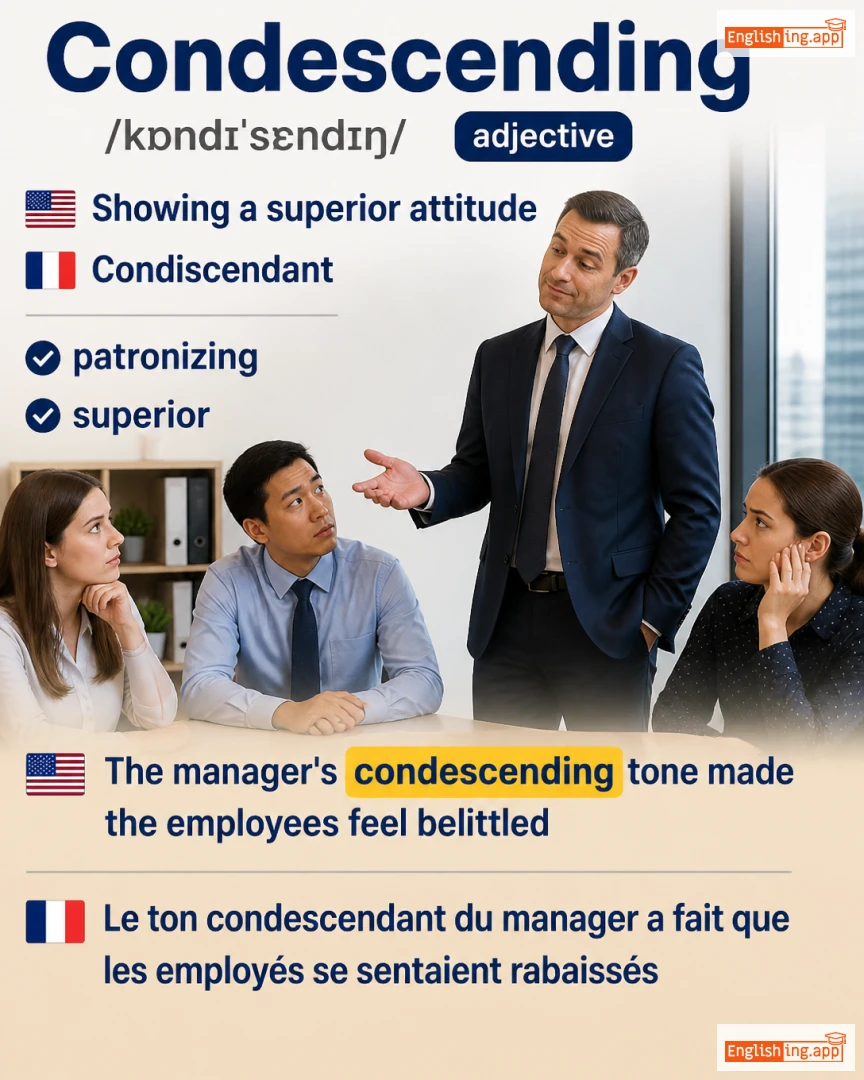 Condescending: English vocabulary meaning and example