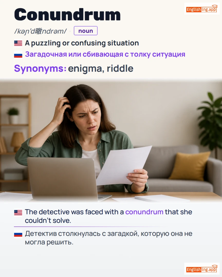 Conundrum: English vocabulary meaning and example