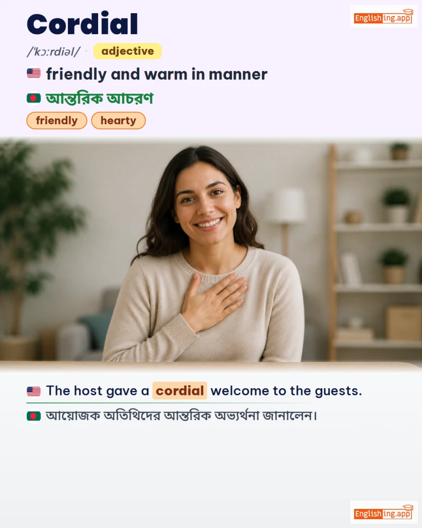 Cordial: English vocabulary meaning and example