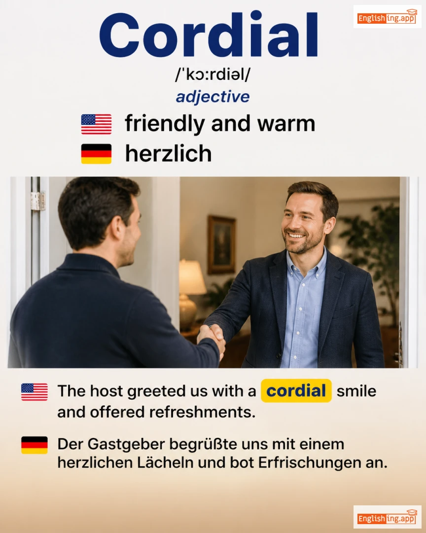 Cordial: English vocabulary meaning and example
