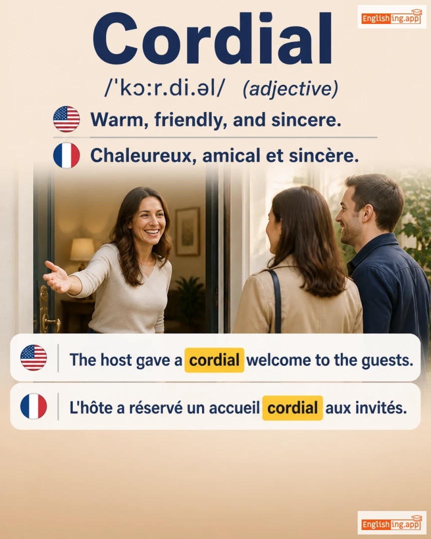 Cordial: English vocabulary meaning and example