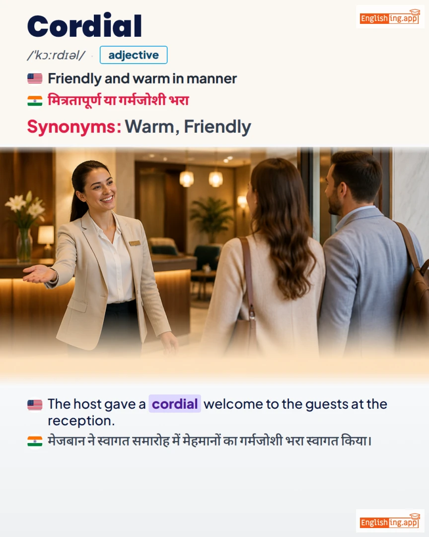 Cordial: English vocabulary meaning and example