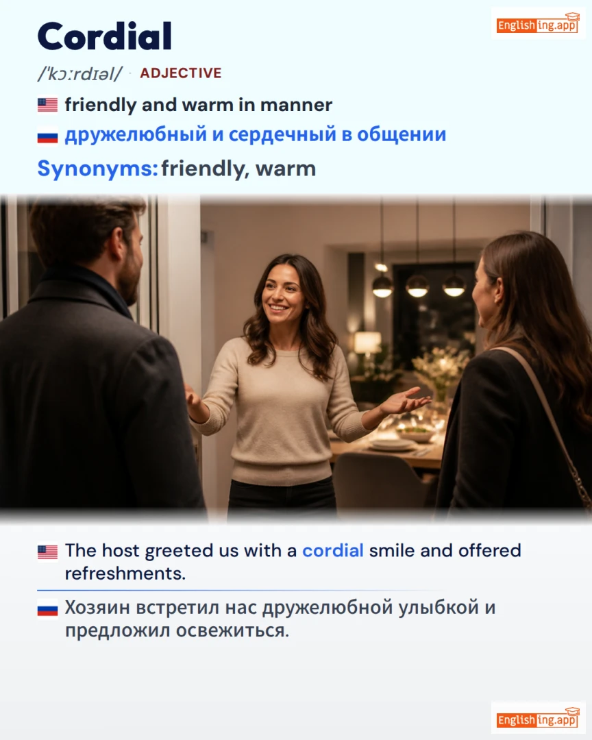 Cordial: English vocabulary meaning and example