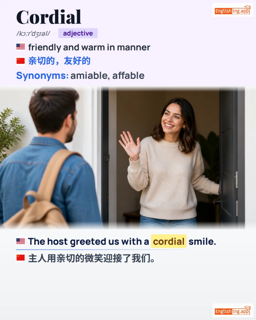 Cordial: English vocabulary meaning and example