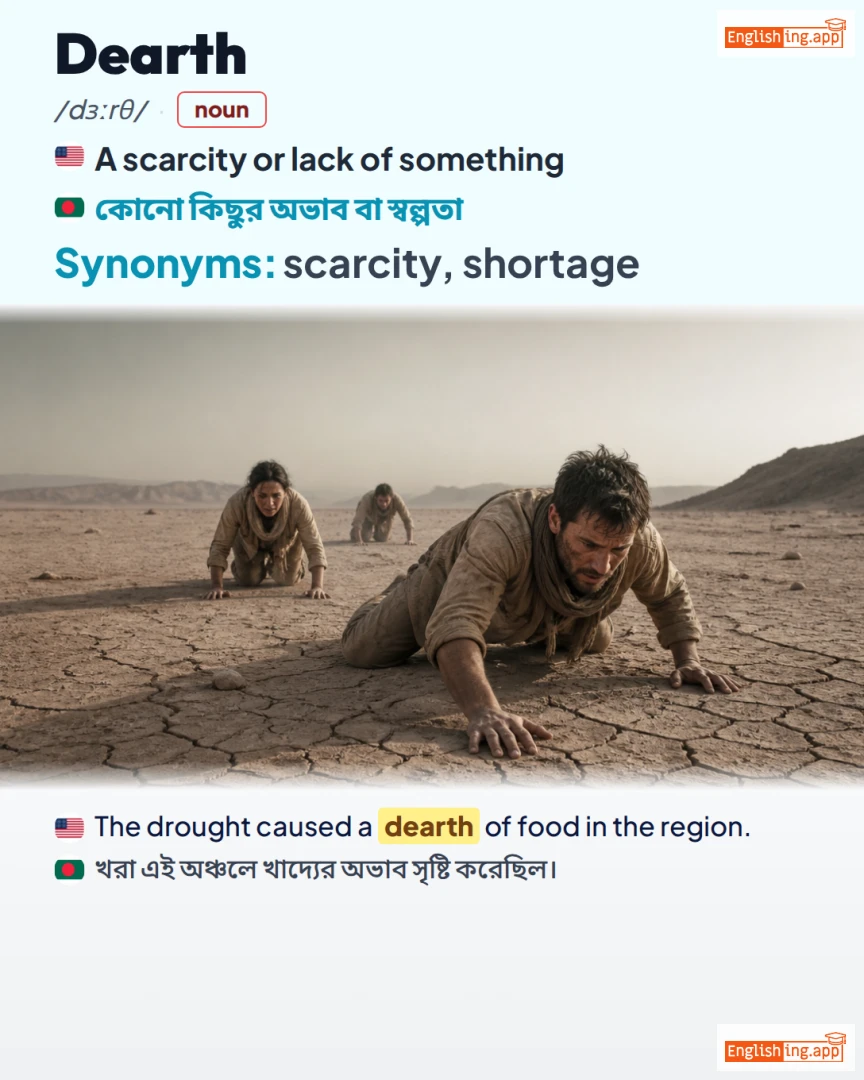 Dearth: English vocabulary meaning and example