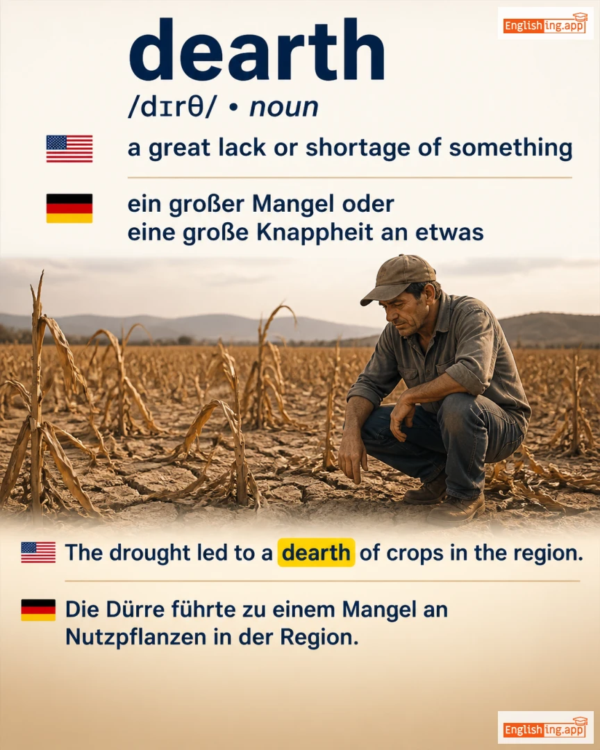 Dearth: English vocabulary meaning and example