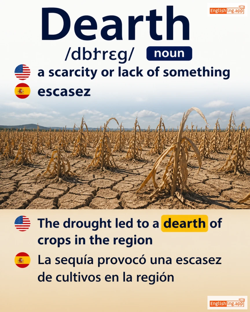 Dearth: English vocabulary meaning and example