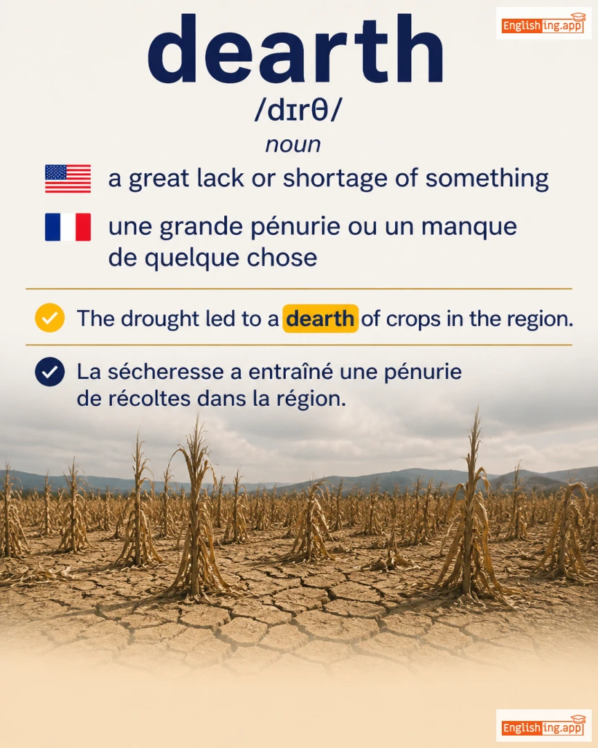 Dearth: English vocabulary meaning and example