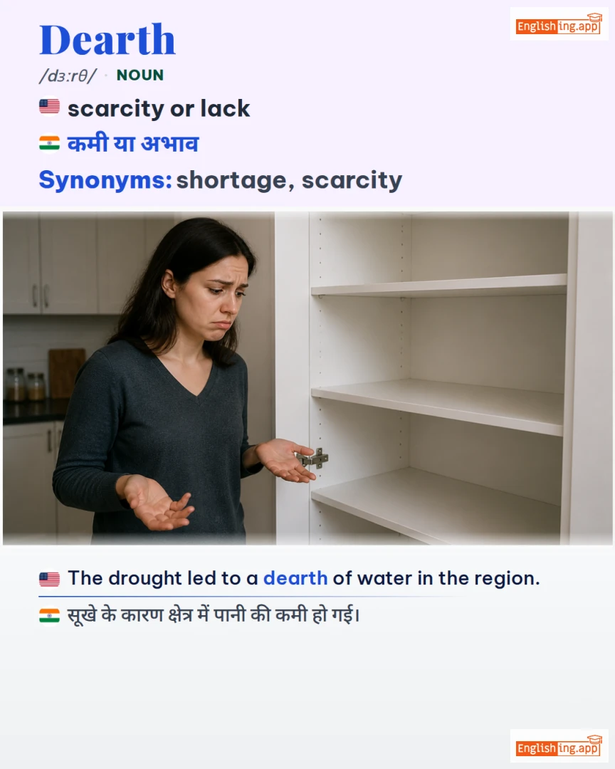 Dearth: English vocabulary meaning and example