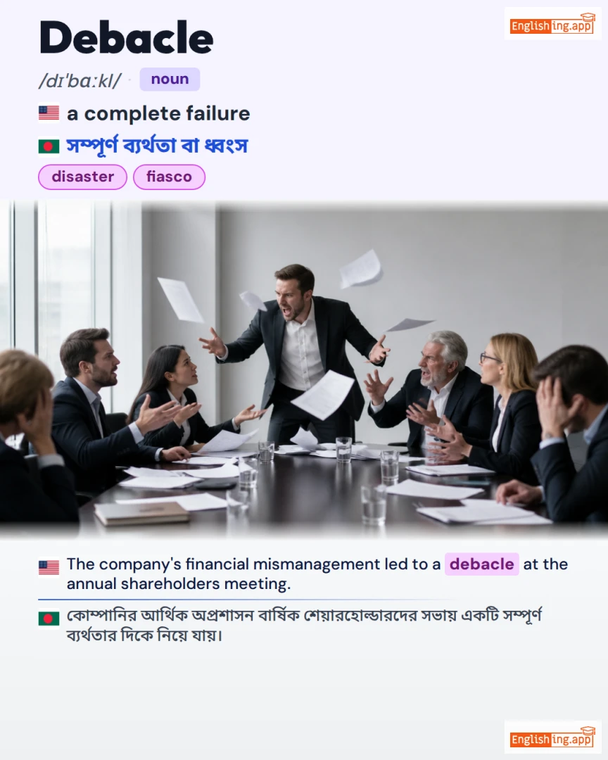 Debacle: English vocabulary meaning and example
