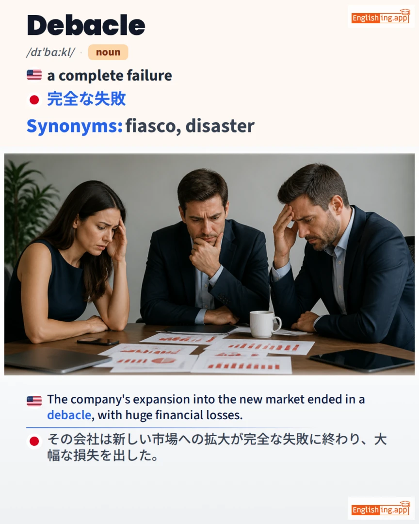Debacle: English vocabulary meaning and example