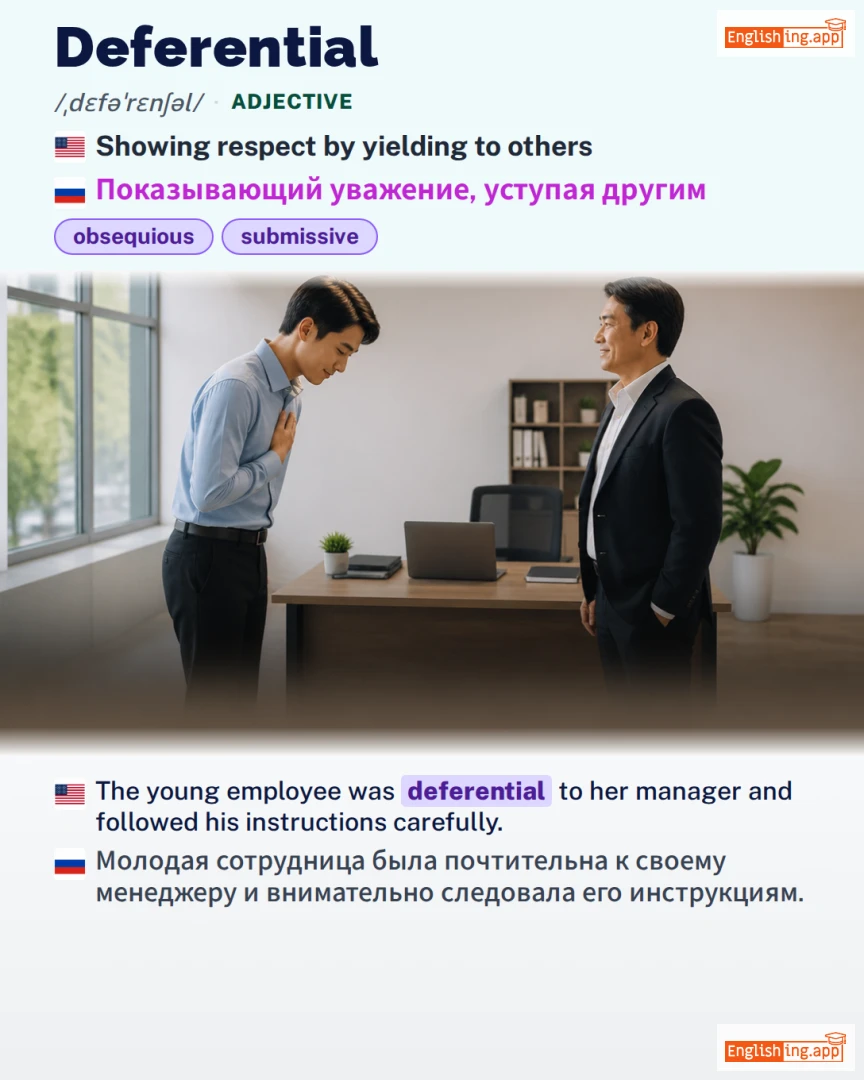 Deferential: English vocabulary meaning and example