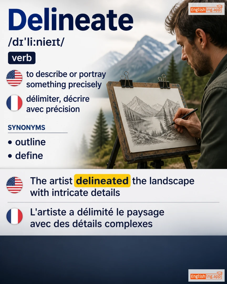 Delineate: English vocabulary meaning and example