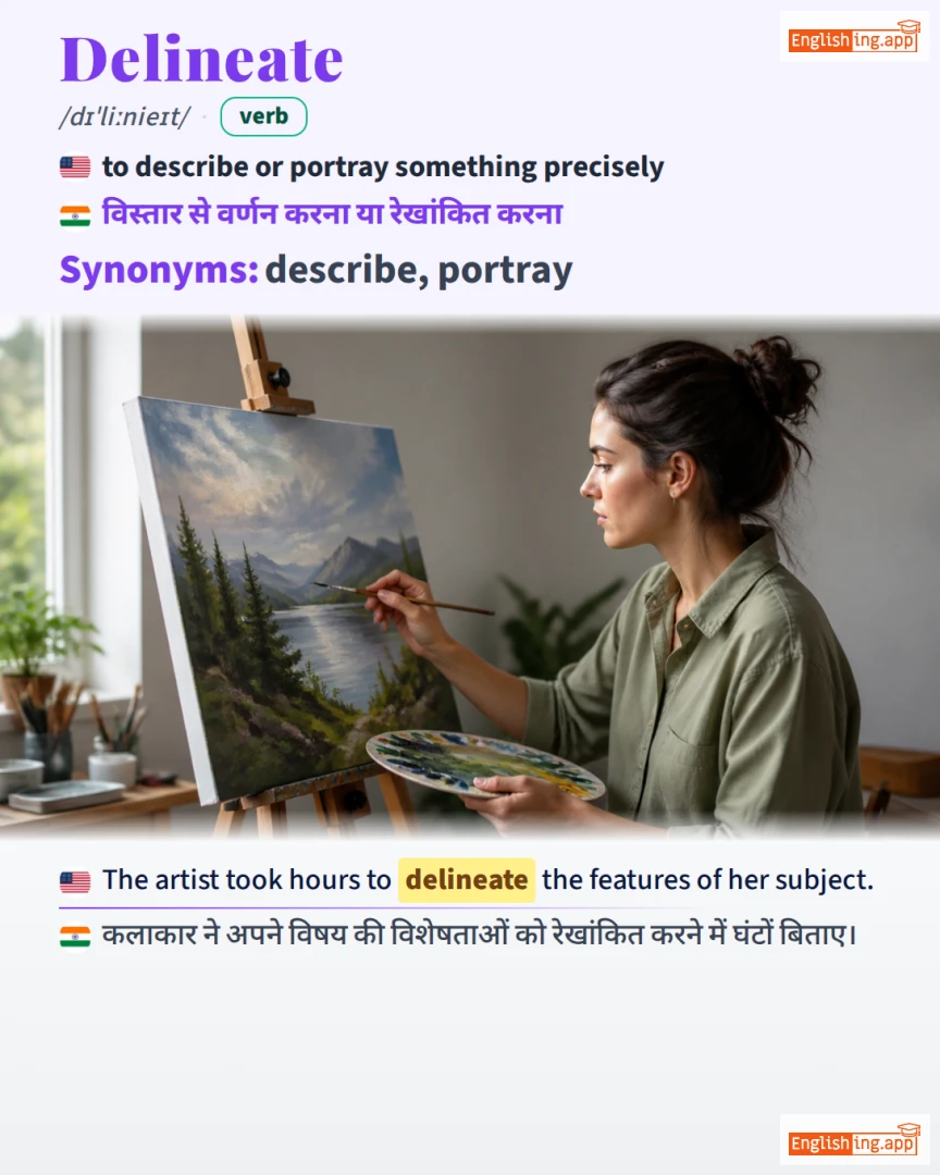 Delineate: English vocabulary meaning and example