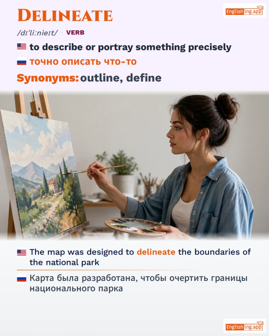Delineate: English vocabulary meaning and example
