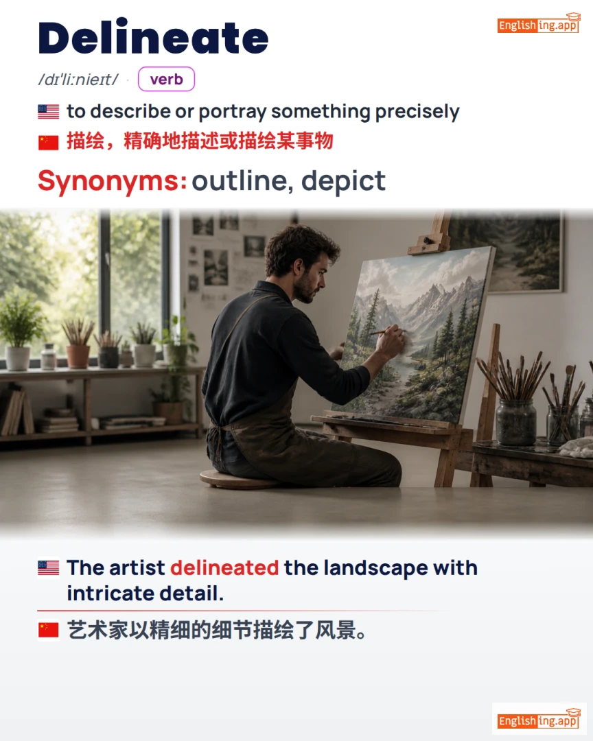 Delineate: English vocabulary meaning and example