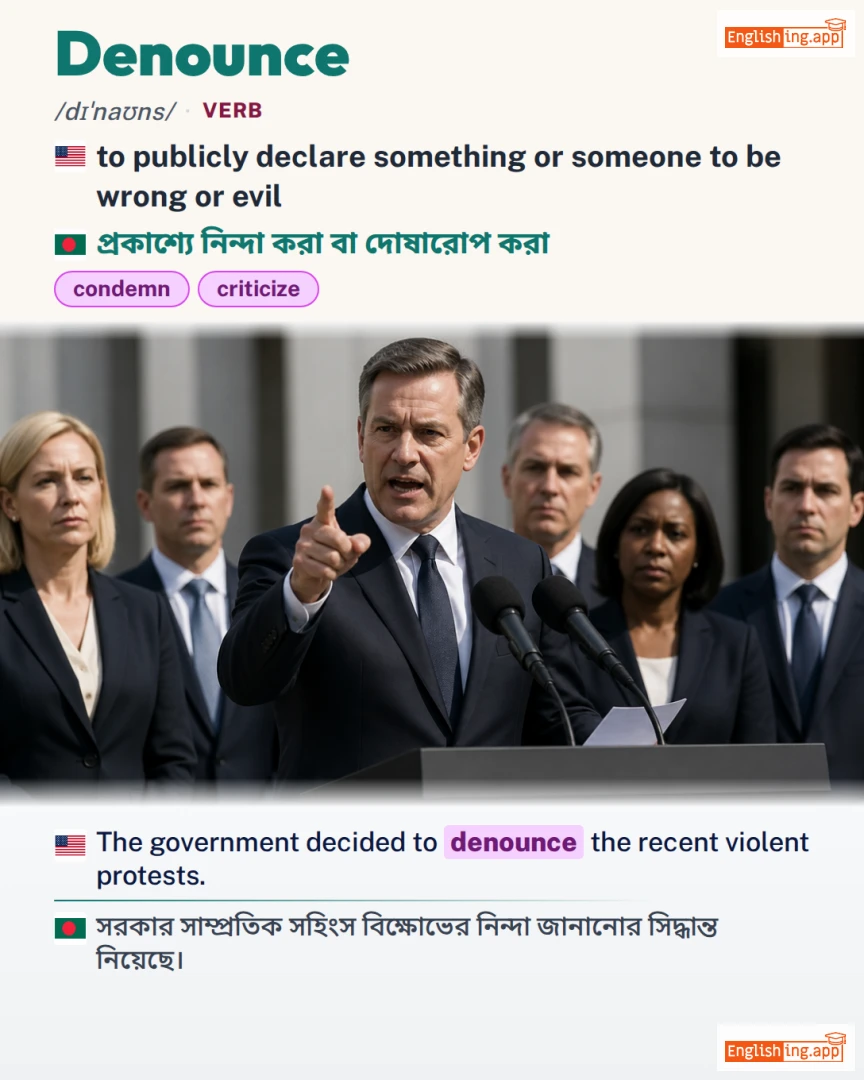 Denounce: English vocabulary meaning and example
