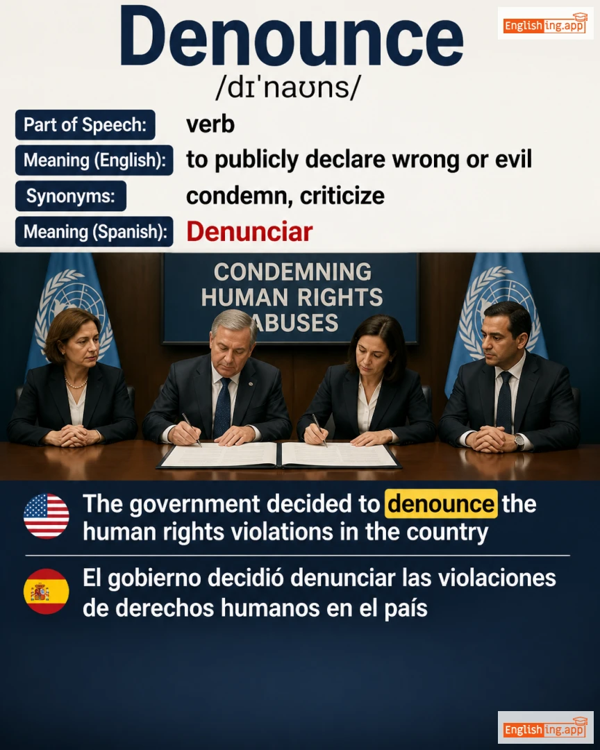 Denounce: English vocabulary meaning and example