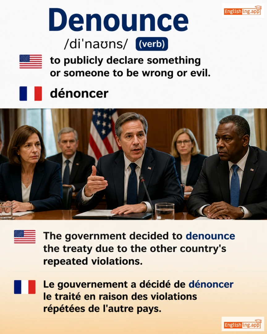 Denounce: English vocabulary meaning and example