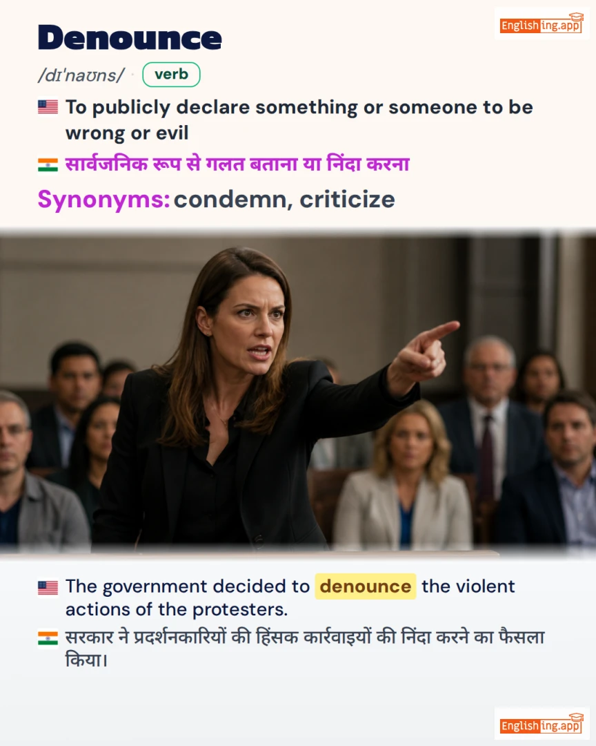 Denounce: English vocabulary meaning and example