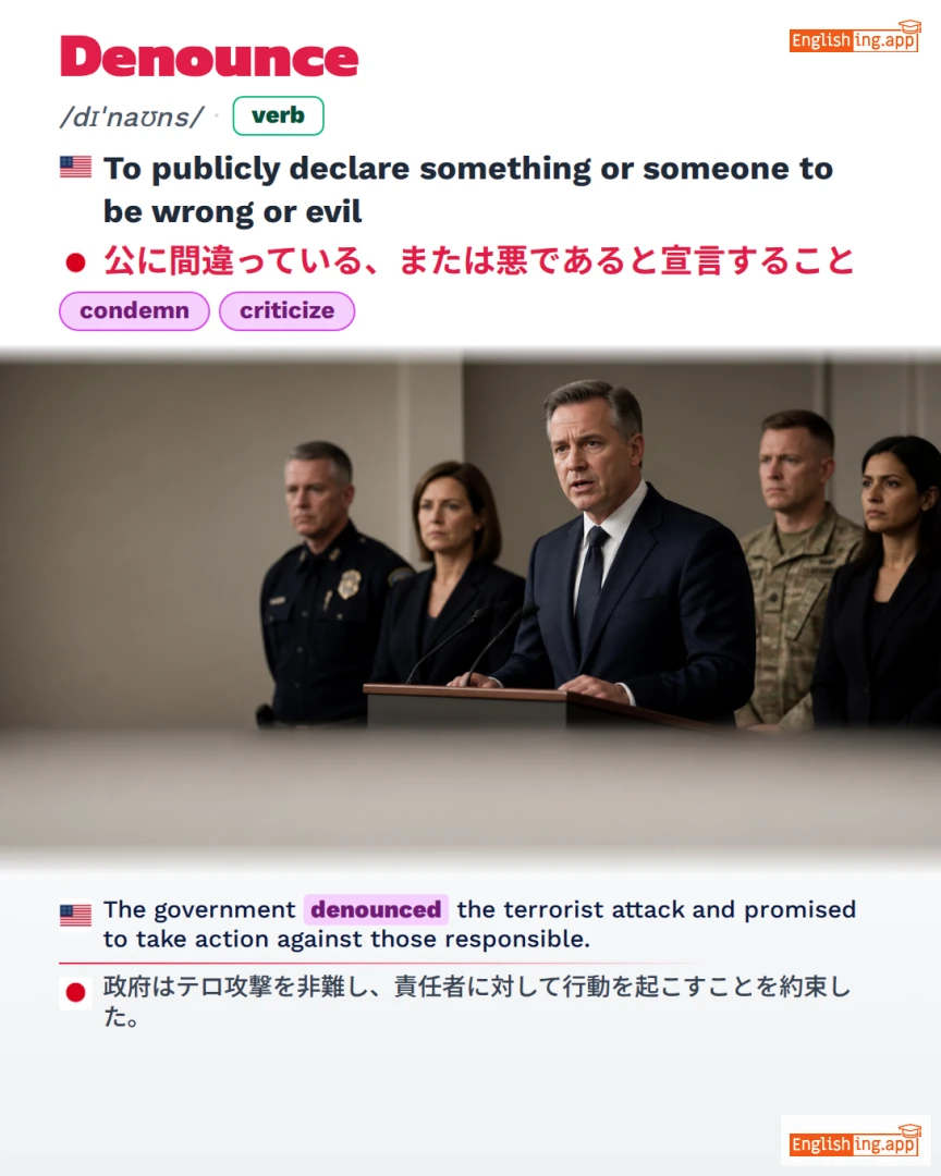 Denounce: English vocabulary meaning and example