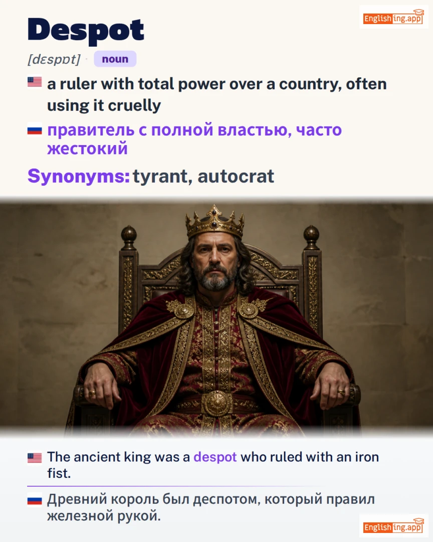 Despot: English vocabulary meaning and example