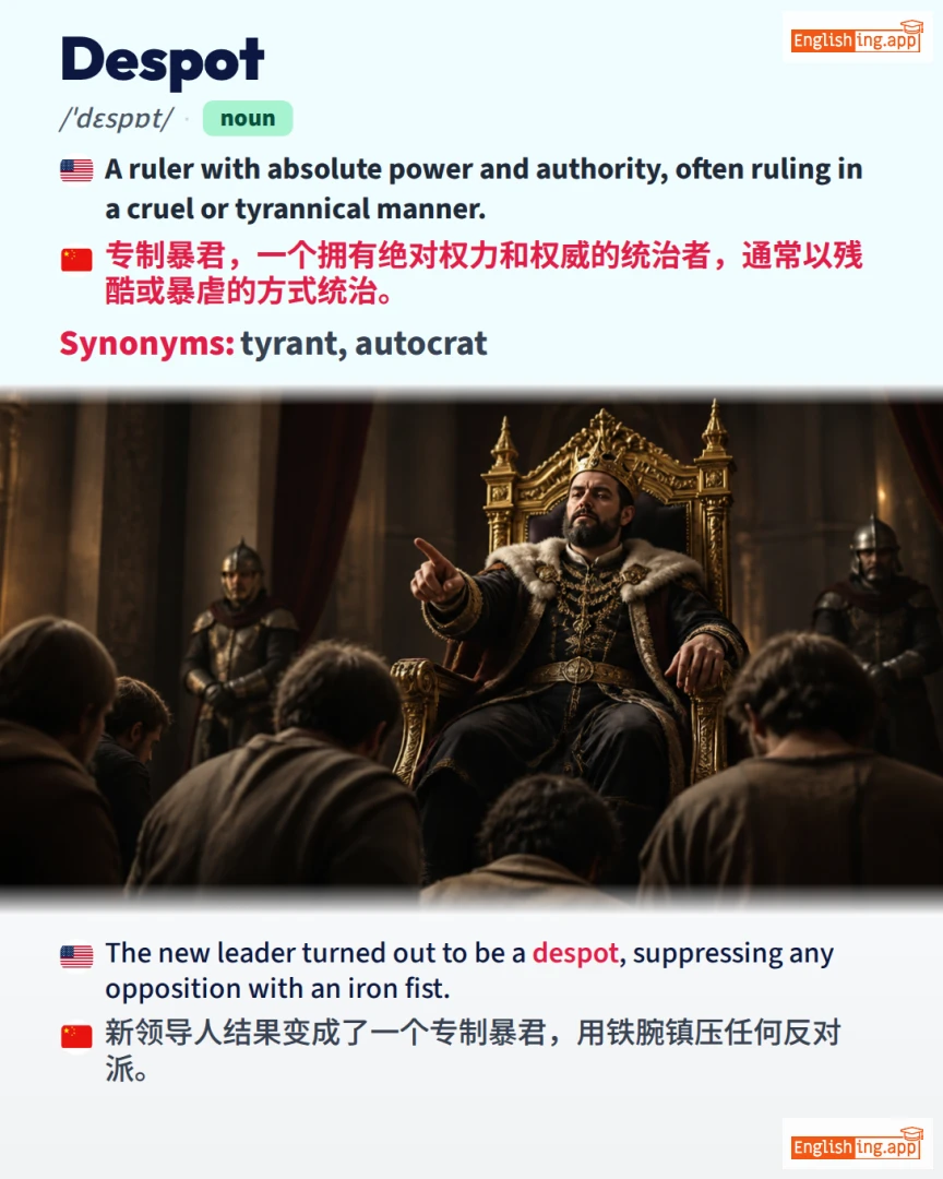 Despot: English vocabulary meaning and example
