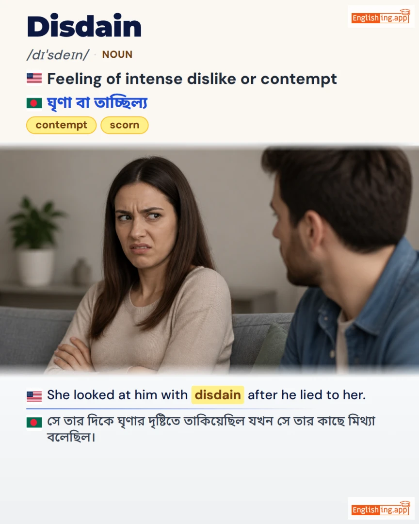 Disdain: English vocabulary meaning and example