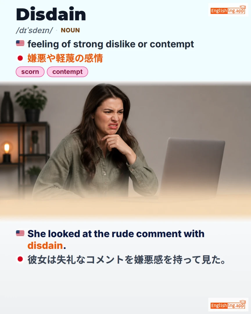 Disdain: English vocabulary meaning and example