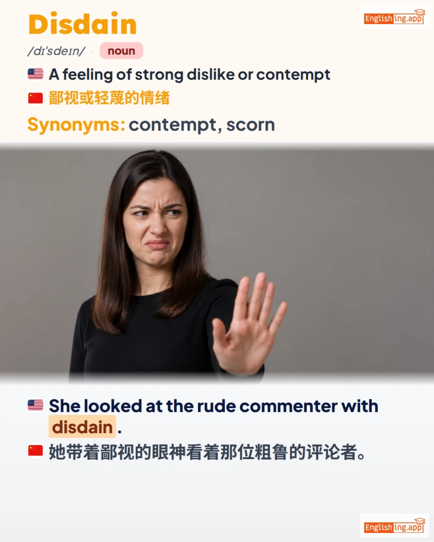 Disdain: English vocabulary meaning and example