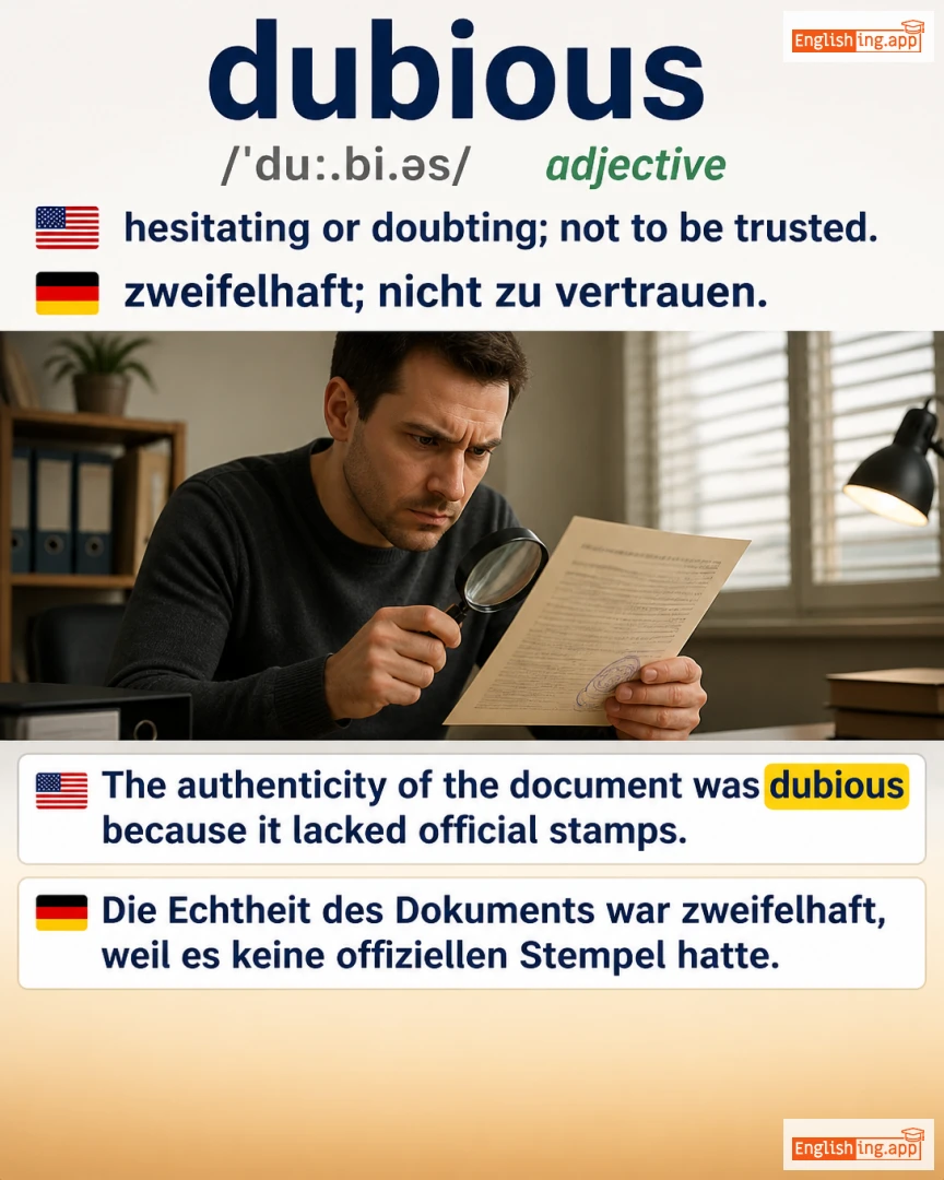 Dubious: English vocabulary meaning and example