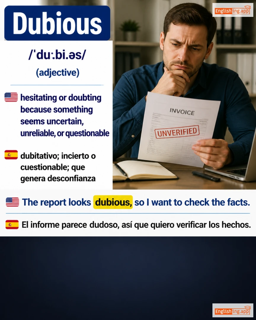 Dubious: English vocabulary meaning and example