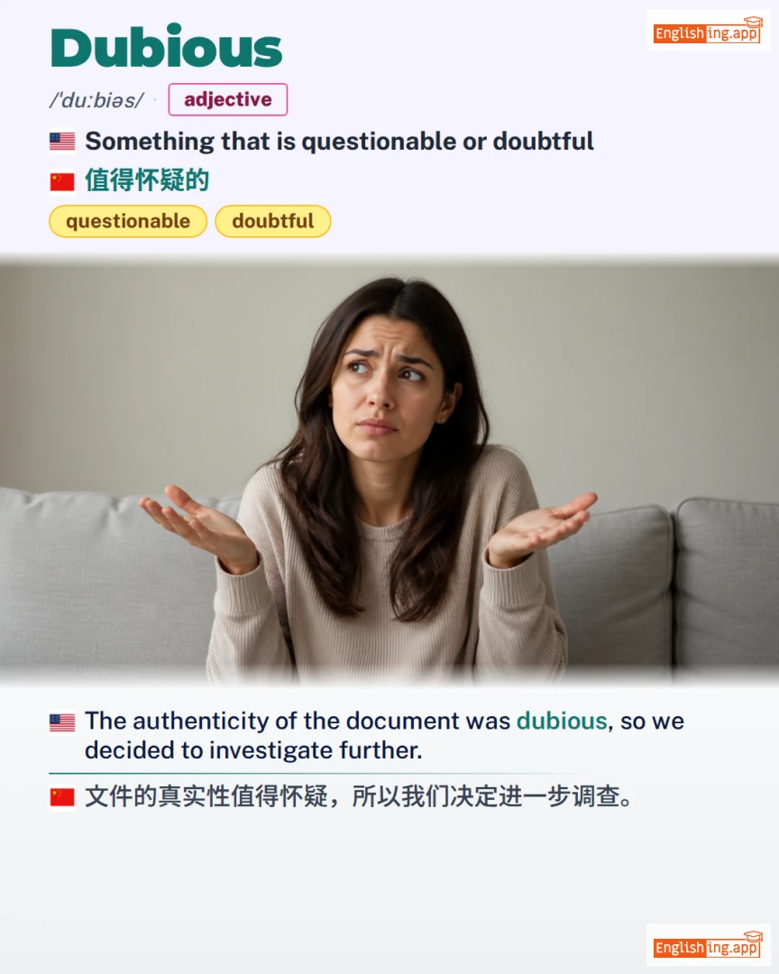 Dubious: English vocabulary meaning and example