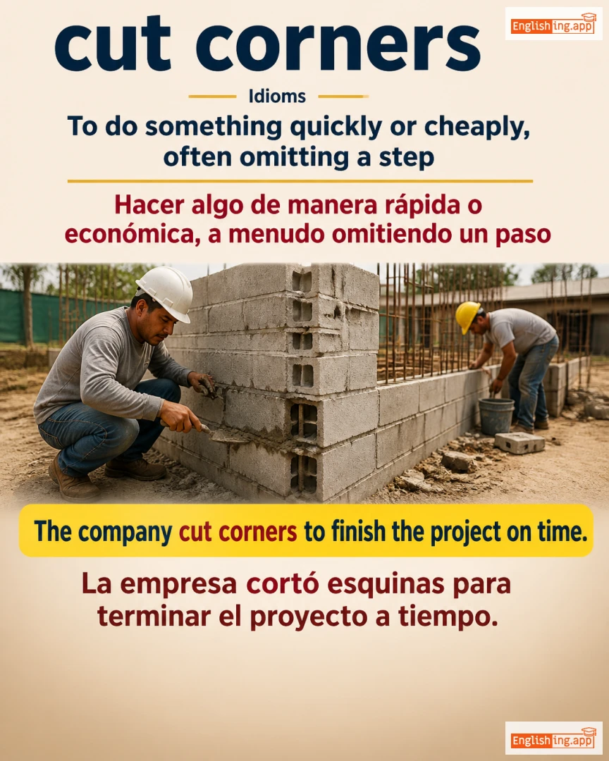 Cut Corners: English expression meaning and example