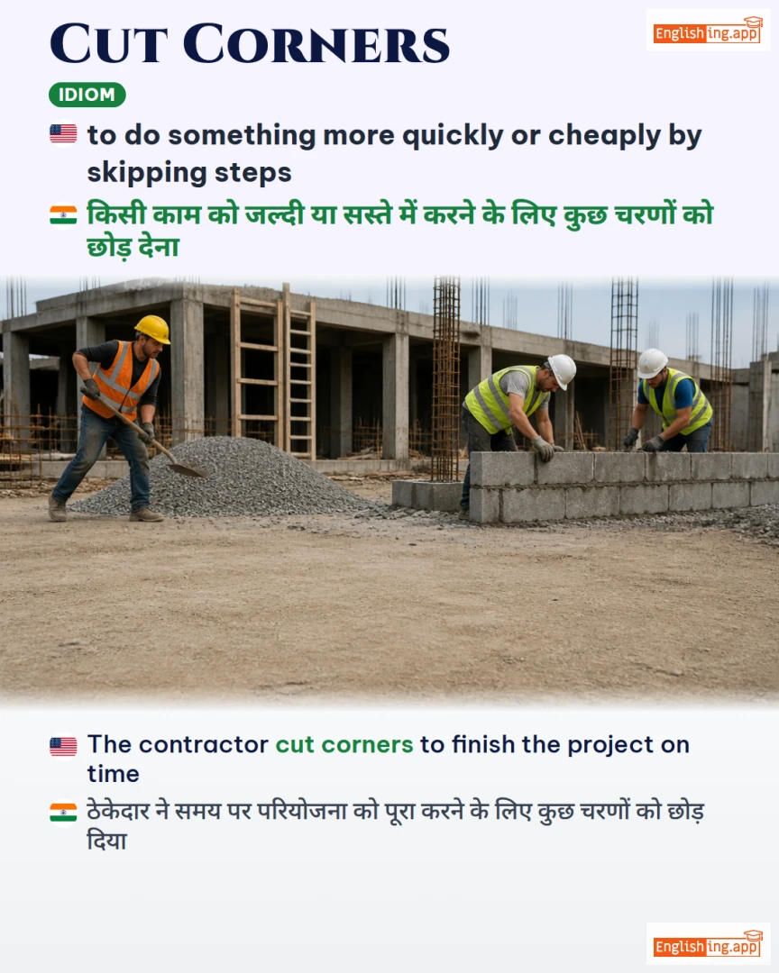 Cut Corners: English expression meaning and example