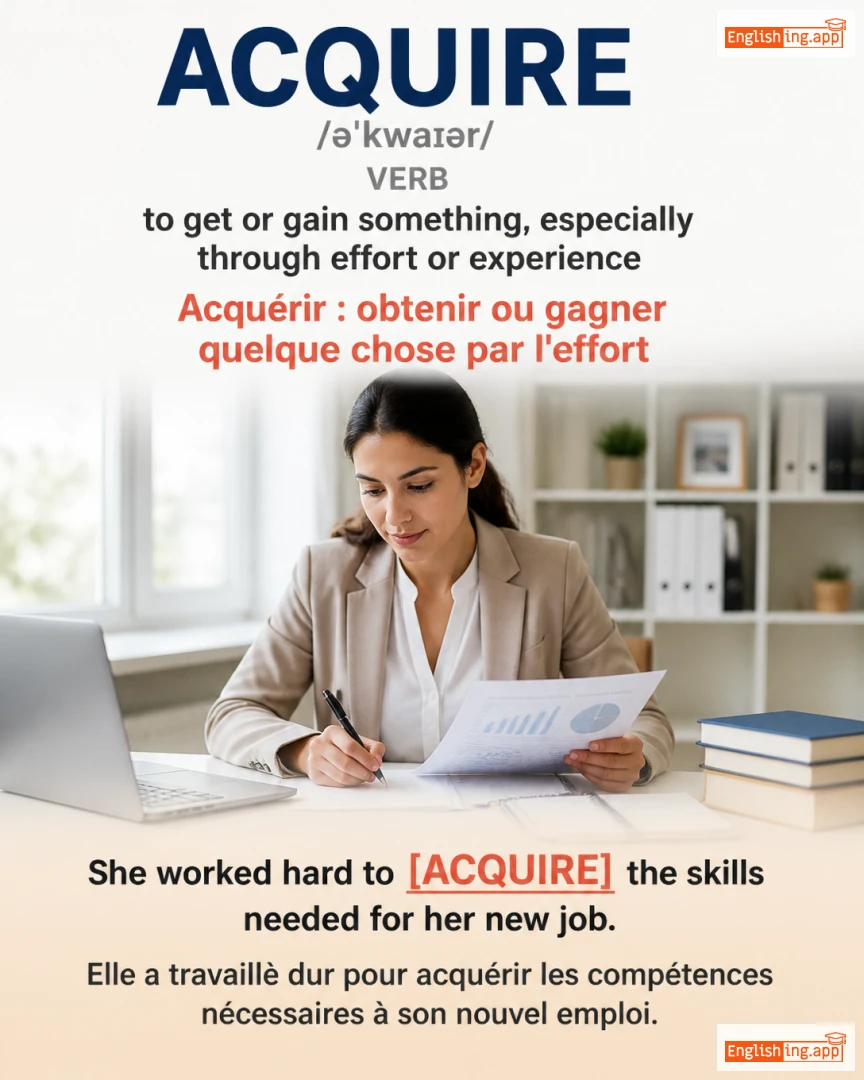 Acquire: English vocabulary meaning and example