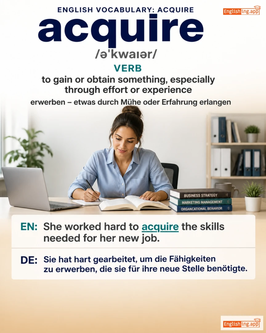 Acquire: English vocabulary meaning and example