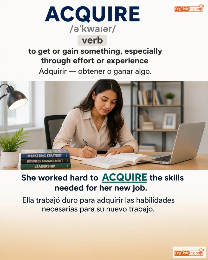 Acquire: English vocabulary meaning and example
