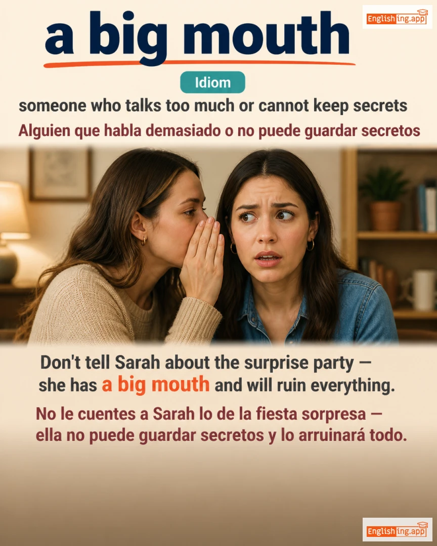 A Big Mouth: English expression meaning and example