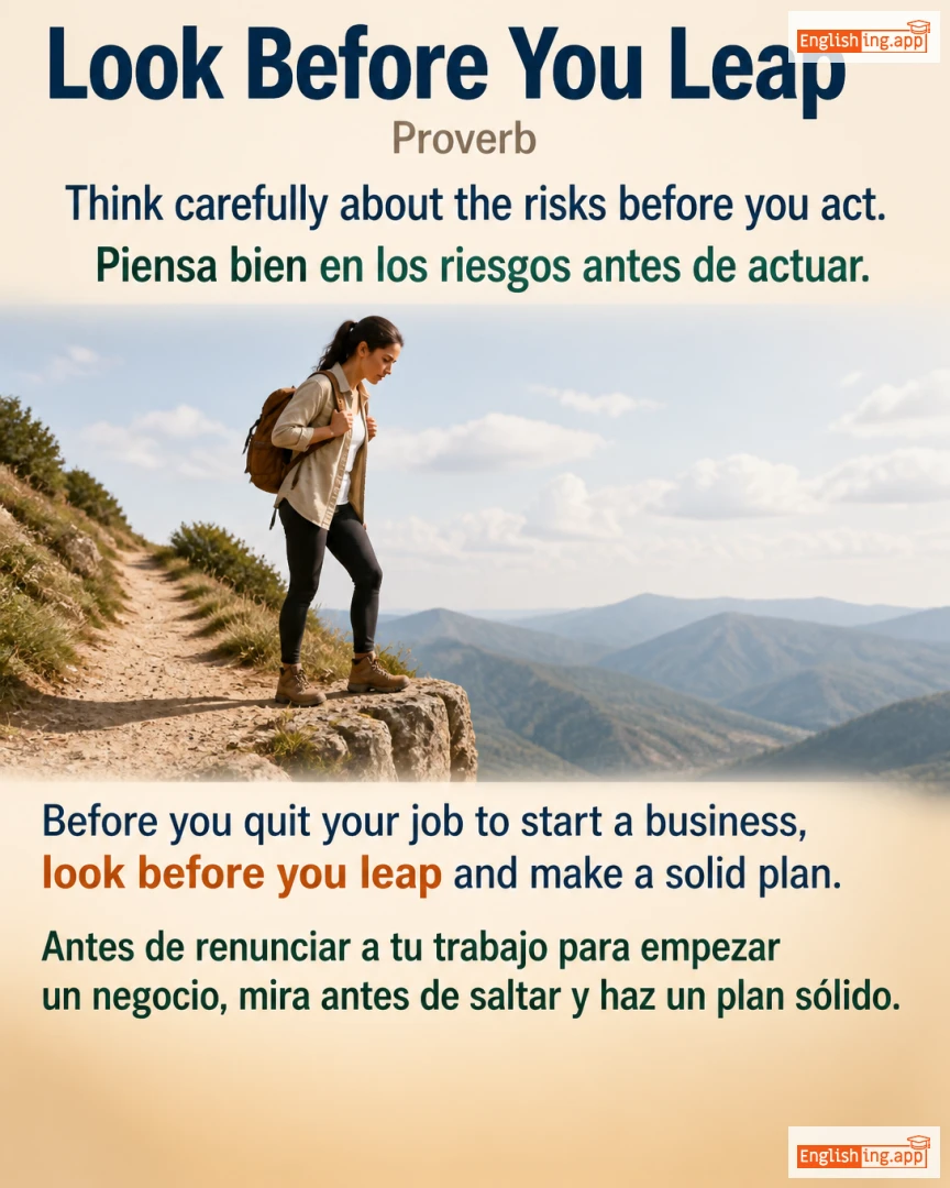 Look Before You Leap: English expression meaning and example