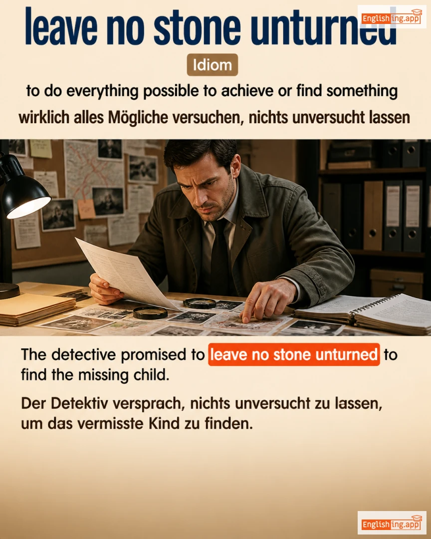 Leave No Stone Unturned: English expression meaning and example