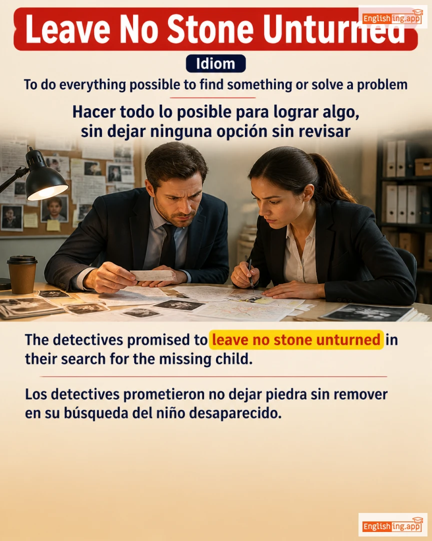 Leave No Stone Unturned: English expression meaning and example