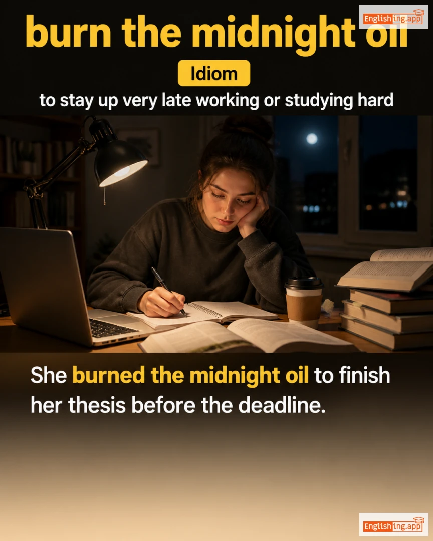 Burn The Midnight Oil: English expression meaning and example