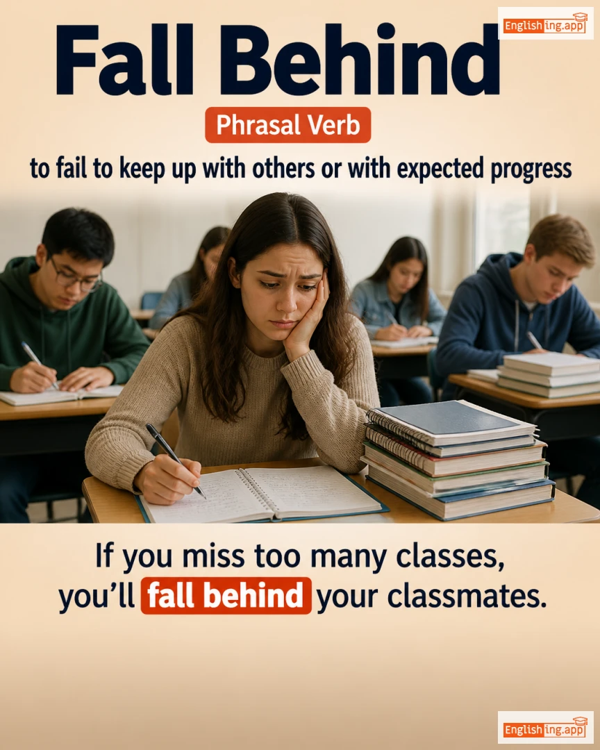 Fall Behind: English expression meaning and example