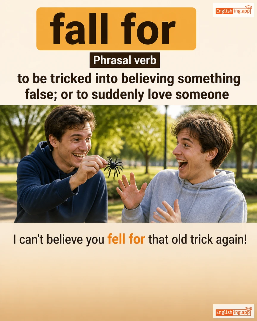 Fall For: English expression meaning and example