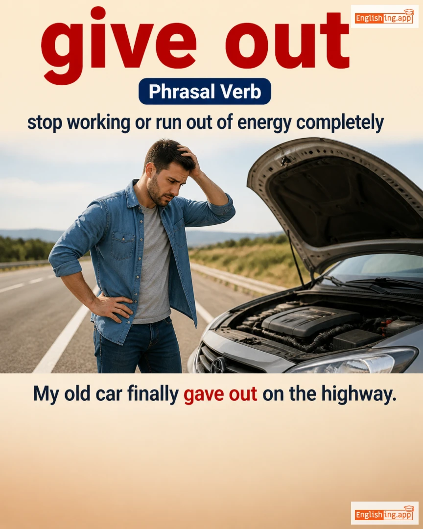 Give Out: English expression meaning and example
