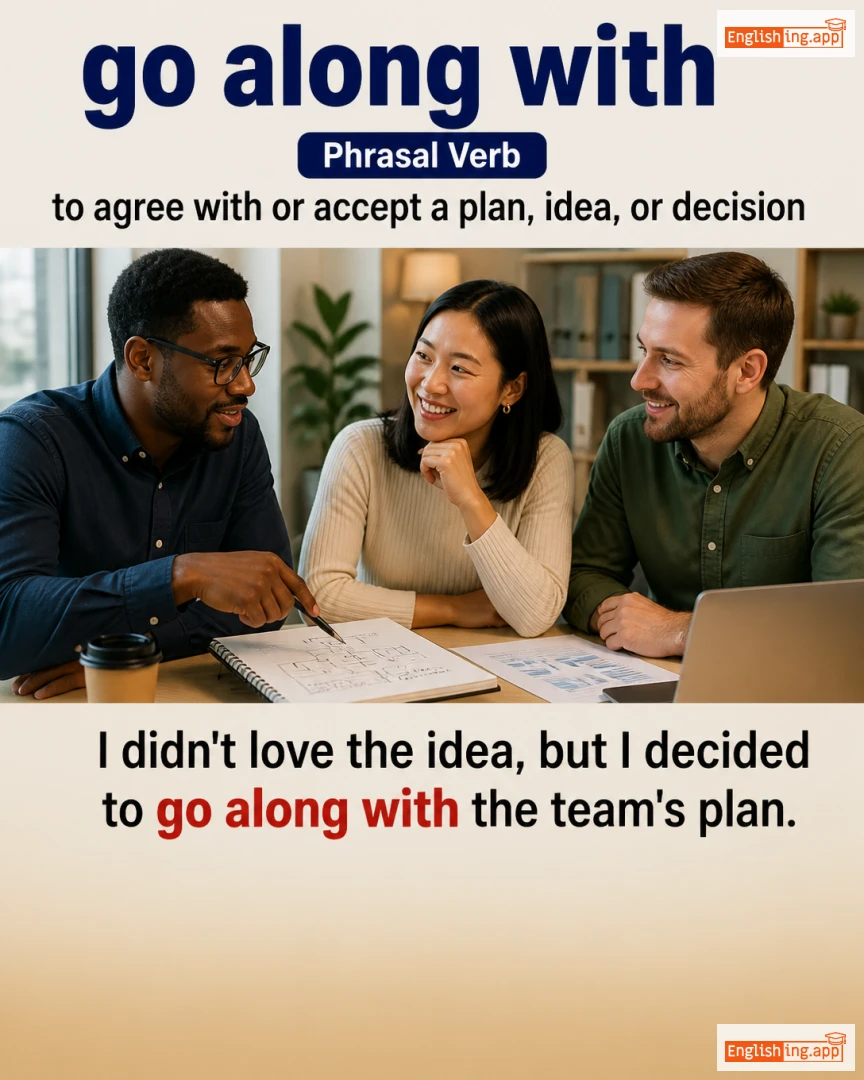 Go Along With: English expression meaning and example