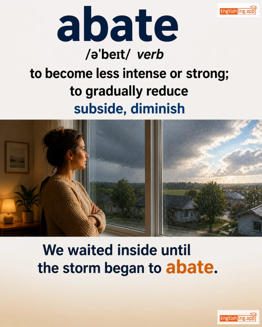 Abate: English vocabulary meaning and example