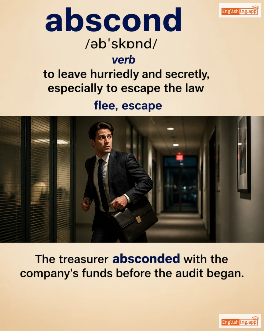 Abscond: English vocabulary meaning and example
