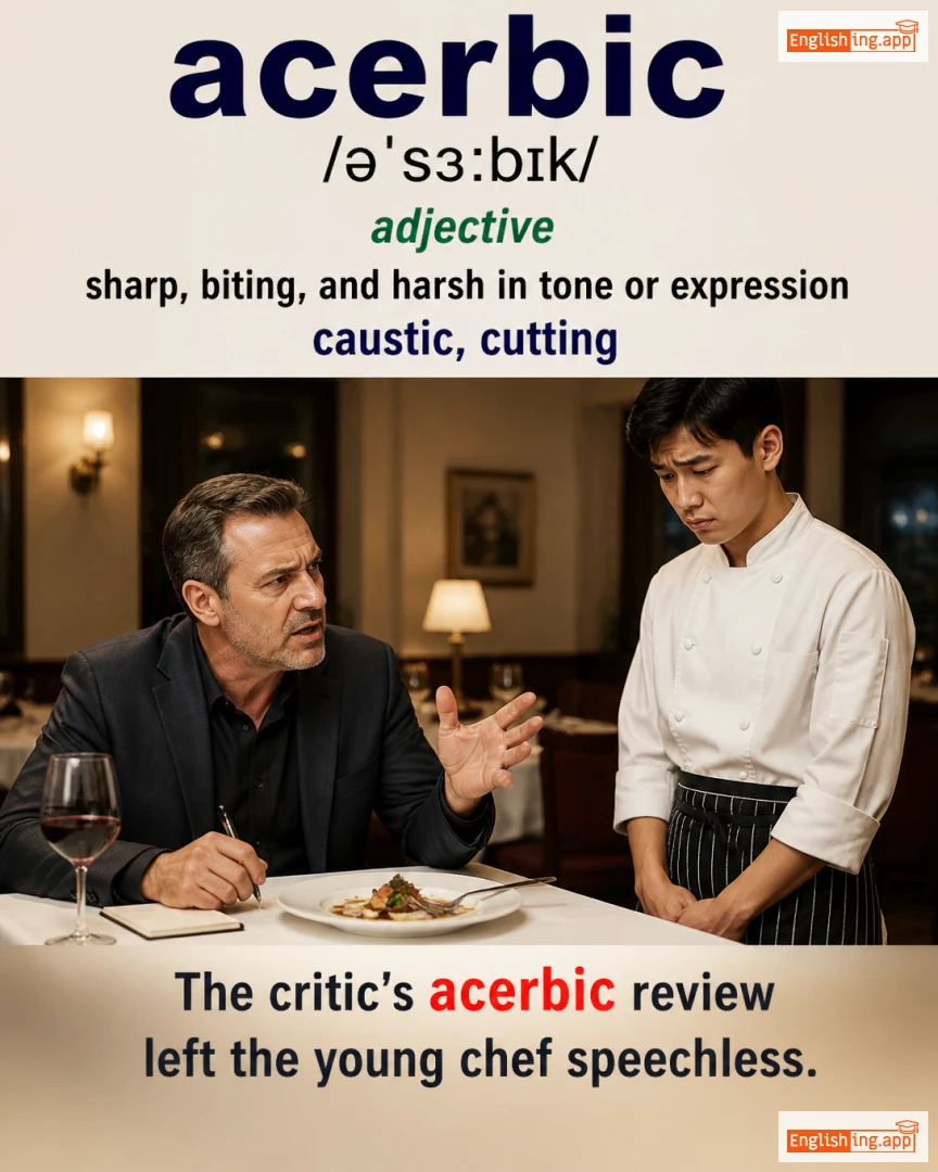 Acerbic: English vocabulary meaning and example